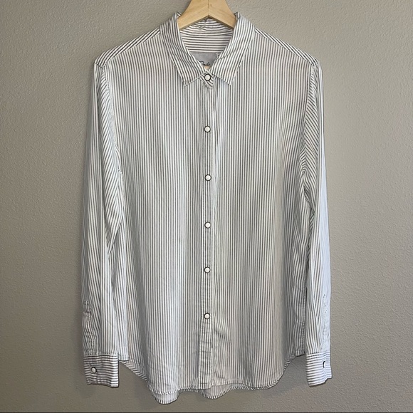 Rails Eliza Pinstripe Snap Button Down Top Size Medium White - Picture 2 of 10
